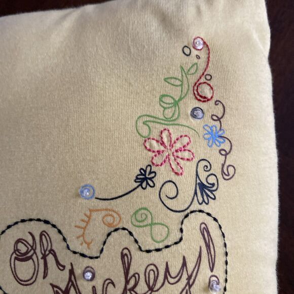 Walt Disney World Resort Oh Boy Mickey & Minnie Mouse Throw Pillow Yellow 11" - Picture 5 of 16